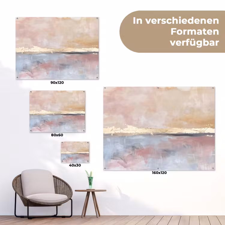 Abstract - Horizontaal - Kunst - Roze - Goud tuinposter los doek klein -Xsfeer9_DE