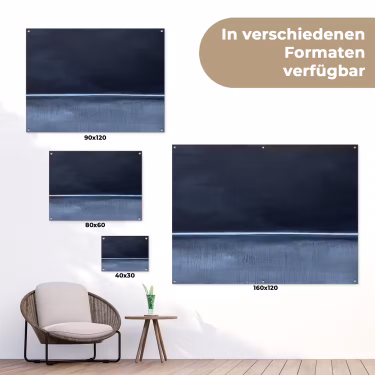 Abstract - Horizontale lijn - Minimalistisch - Donkerblauw - Kunst tuinposter los doek klein -Xsfeer9_DE