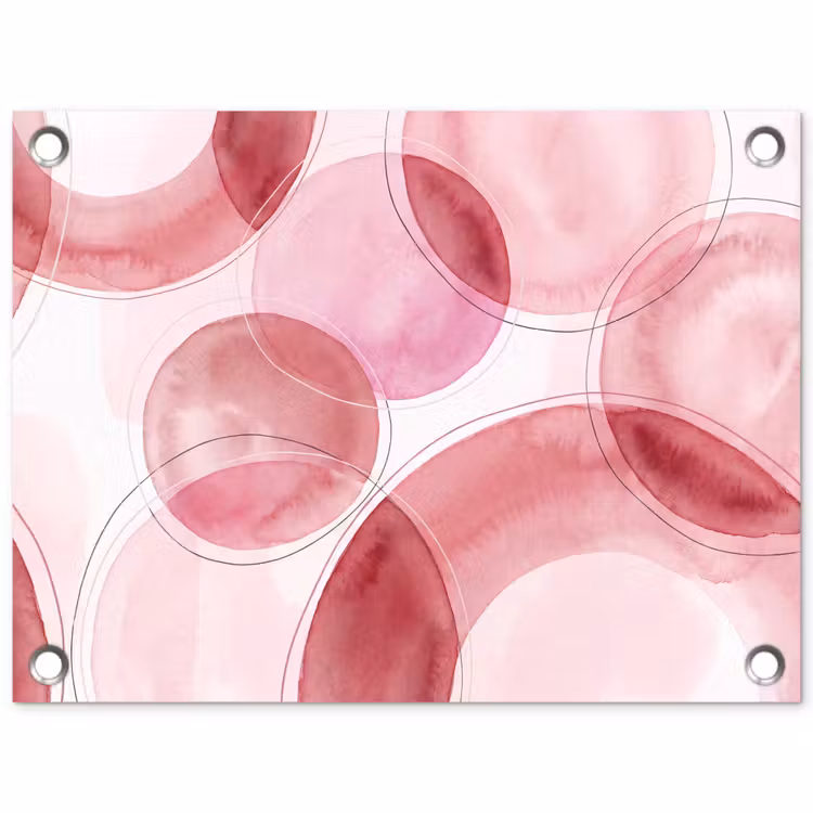 Abstract - Cirkels - Modern - Roze - Kunst tuinposter los doek klein -3d