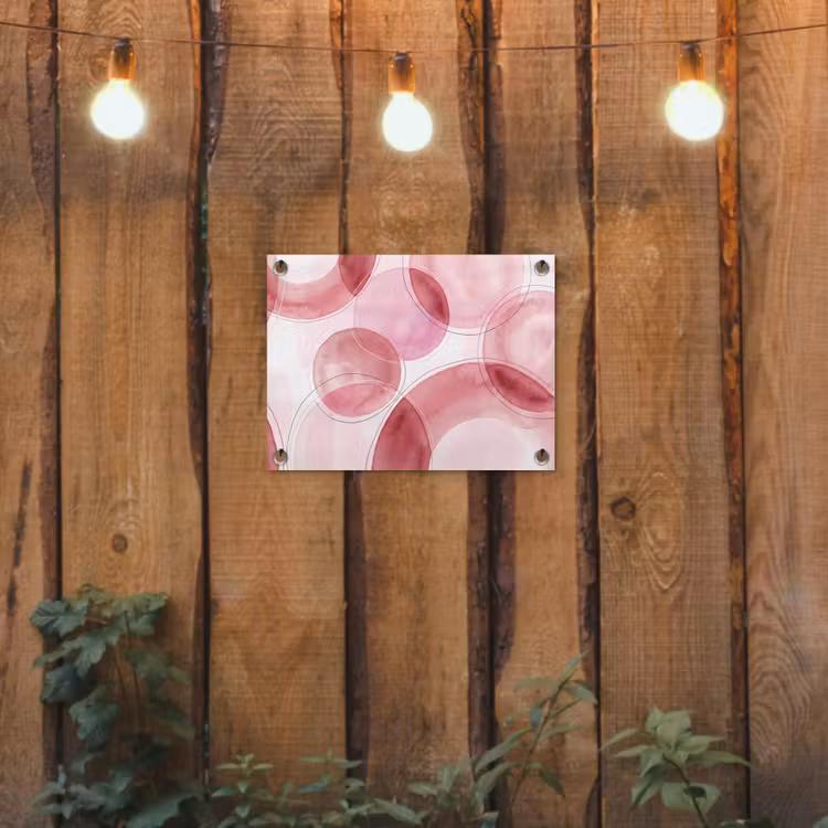 Abstract - Cirkels - Modern - Roze - Kunst tuinposter los doek klein -sfeer1