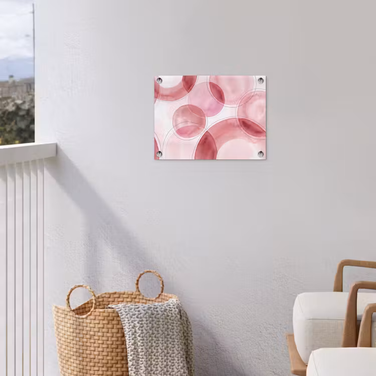 Abstract - Cirkels - Modern - Roze - Kunst tuinposter los doek klein -sfeer8