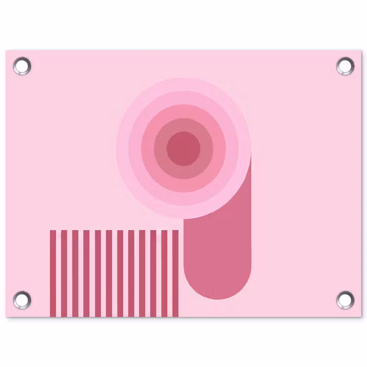 Abstract - Cirkels - Strepen - Modern - Roze tuinposter los doek klein -3d