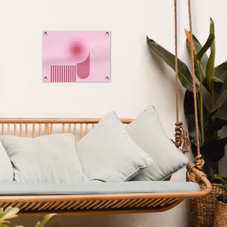 Abstract - Cirkels - Strepen - Modern - Roze tuinposter los doek klein -sfeer7