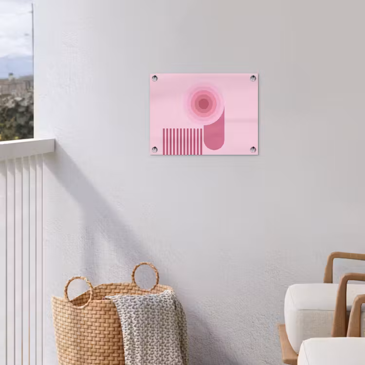 Abstract - Cirkels - Strepen - Modern - Roze tuinposter los doek klein -sfeer8