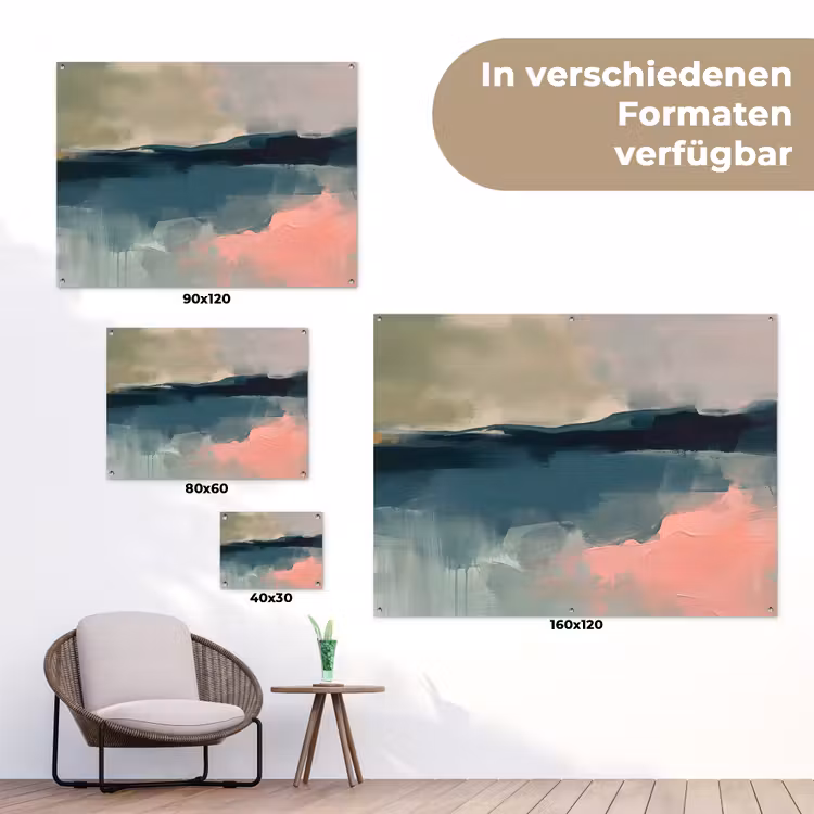 Abstract - Landschap - Kunst - Modern - Groen - Blauw tuinposter los doek klein -Xsfeer9_DE