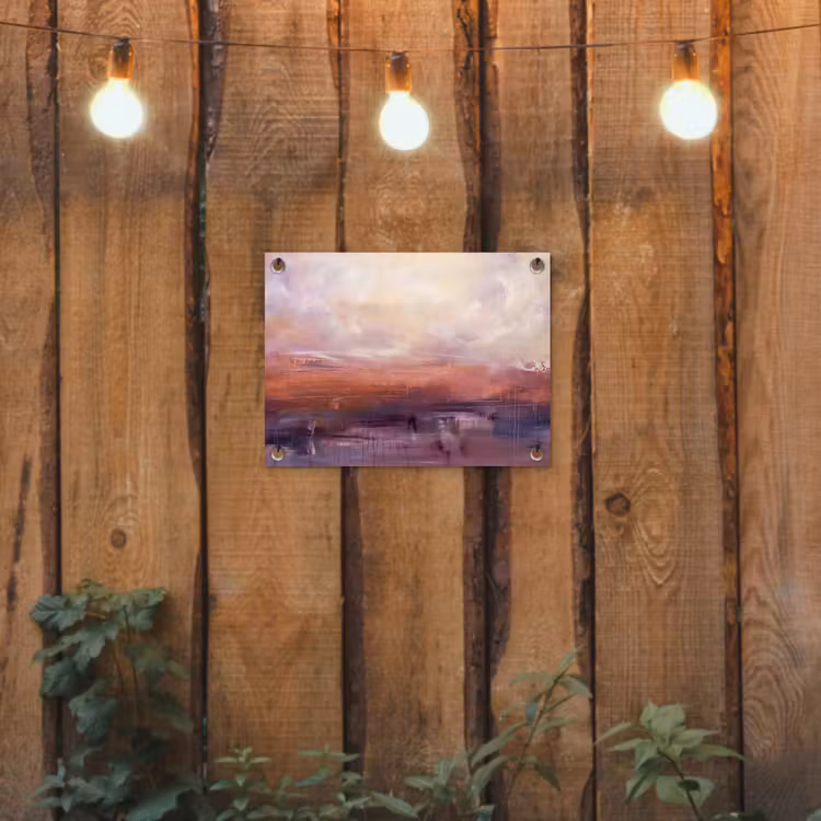 Abstract - Landschap - Modern - Paars - Oranje tuinposter los doek klein -sfeer1