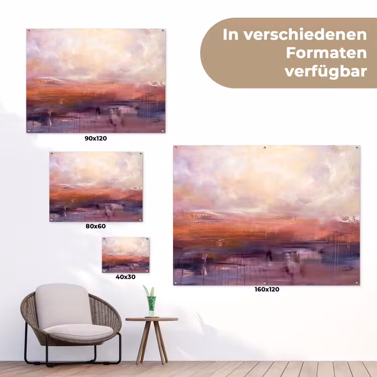Abstract - Landschap - Modern - Paars - Oranje tuinposter los doek klein -Xsfeer9_DE