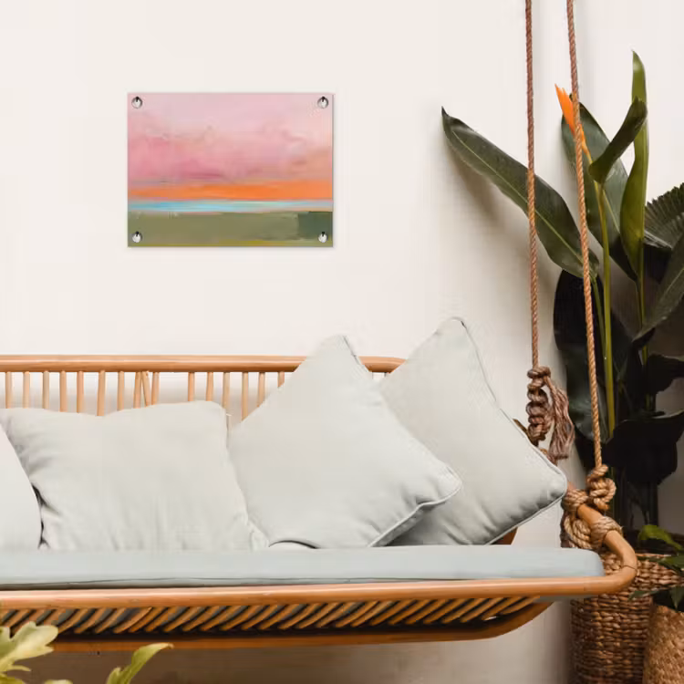 Abstract - Landschap - Modern - Roze - Oranje tuinposter los doek klein -sfeer7