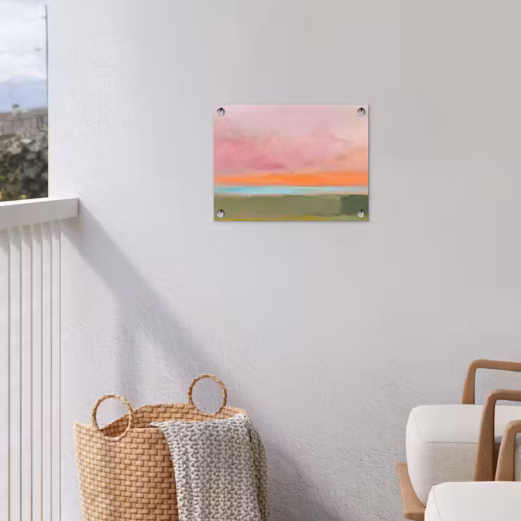 Abstract - Landschap - Modern - Roze - Oranje tuinposter los doek klein -sfeer8
