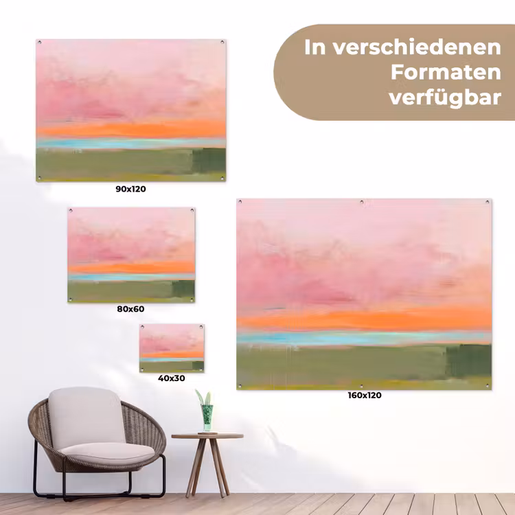 Abstract - Landschap - Modern - Roze - Oranje tuinposter los doek klein -Xsfeer9_DE