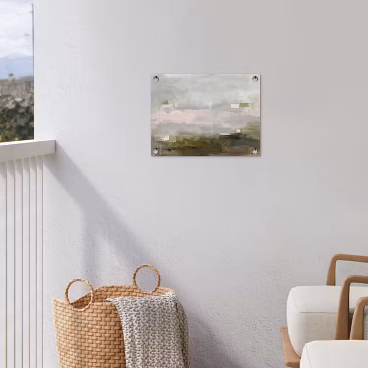 Abstract - Gelaagd - Kunst - Modern - Grijs-Groen tuinposter los doek klein -sfeer8