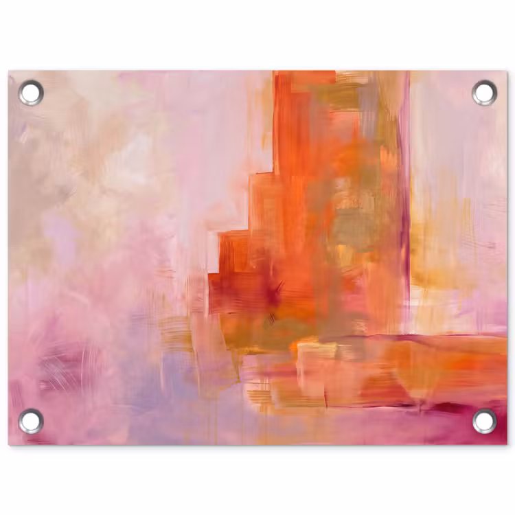Abstract - Borstelstreken - Kunst - Paars - Goud tuinposter los doek klein -3d