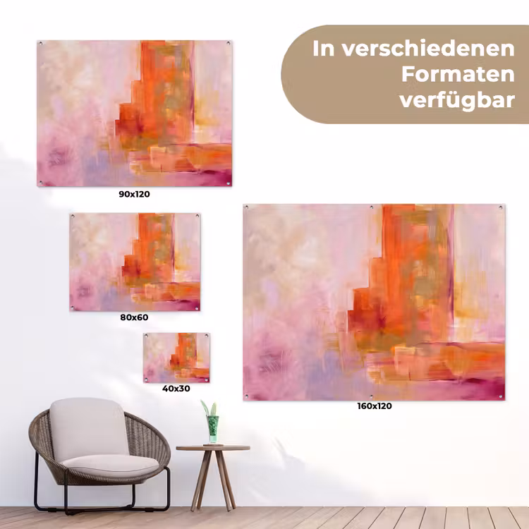 Abstract - Borstelstreken - Kunst - Paars - Goud tuinposter los doek klein -Xsfeer9_DE