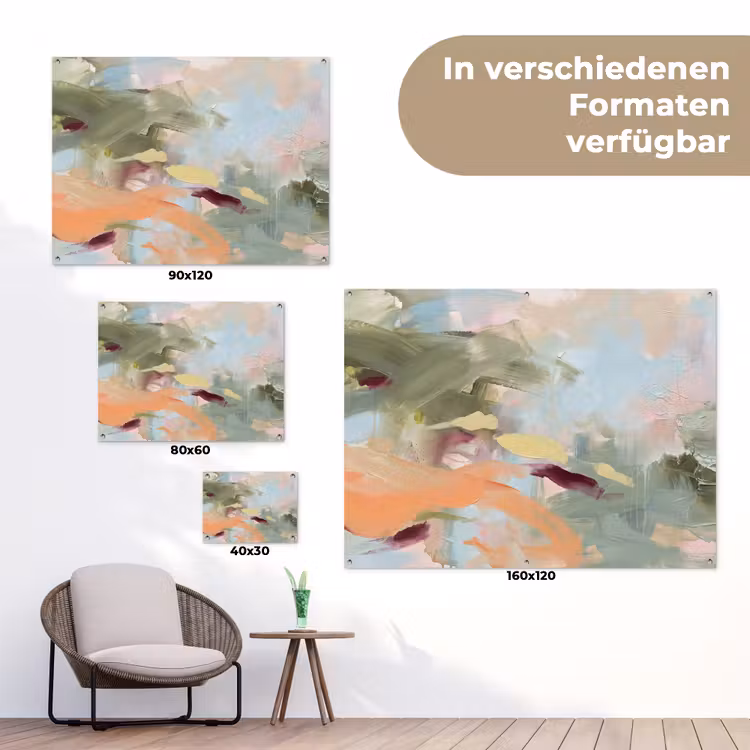 Abstract - Borstelstreken - Kunst - Modern - Pastel tuinposter los doek klein -Xsfeer9_DE