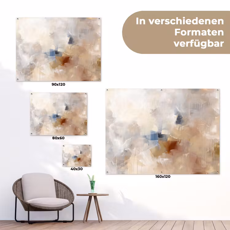 Abstract - Borstelstreken - Modern - Beige - Kunst tuinposter los doek klein -Xsfeer9_DE