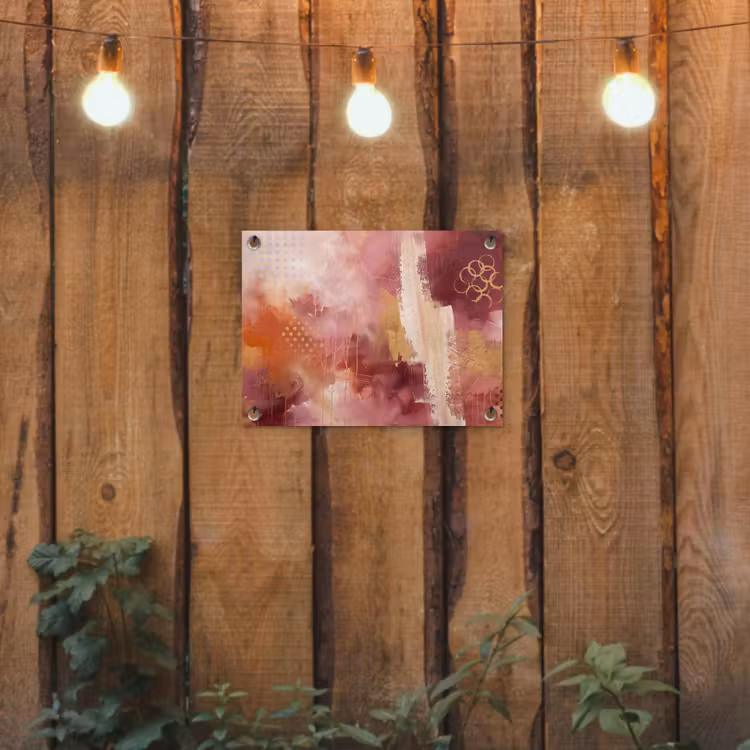 Abstract - Rood - Goud - Modern - Kunst tuinposter los doek klein -sfeer1