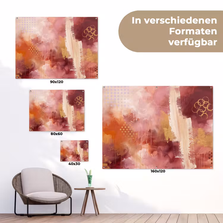 Abstract - Rood - Goud - Modern - Kunst tuinposter los doek klein -Xsfeer9_DE