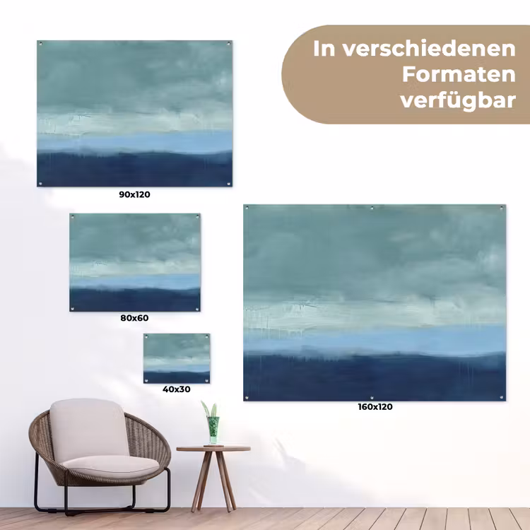 Abstract - Lagen - Rust - Modern - Blauw tuinposter los doek klein -Xsfeer9_DE