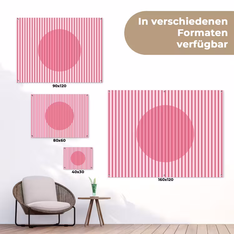 Abstract - Strepen - Ovaal - Roze - Modern tuinposter los doek klein -Xsfeer9_DE