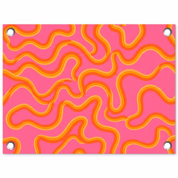 Abstract - Golvende lijnen - Modern - Kleurrijk tuinposter los doek klein -3d