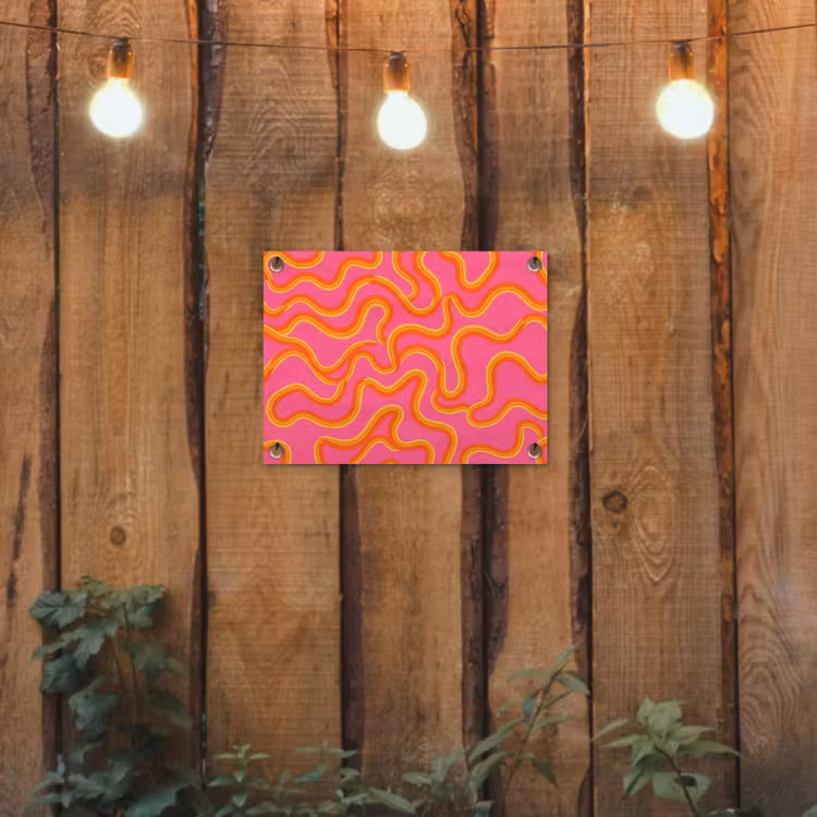 Abstract - Golvende lijnen - Modern - Kleurrijk tuinposter los doek klein -sfeer1