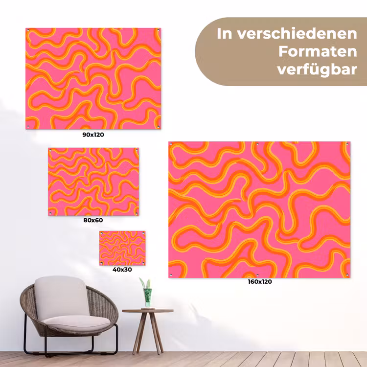 Abstract - Golvende lijnen - Modern - Kleurrijk tuinposter los doek klein -Xsfeer9_DE