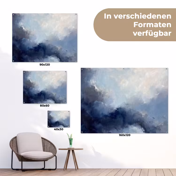 Abstract - Wolken - Modern - Blauw - Kunst tuinposter los doek klein -Xsfeer9_DE