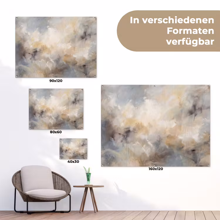 Abstract - Wolken - Sfeervol - Beige - Grijs tuinposter los doek klein -Xsfeer9_DE