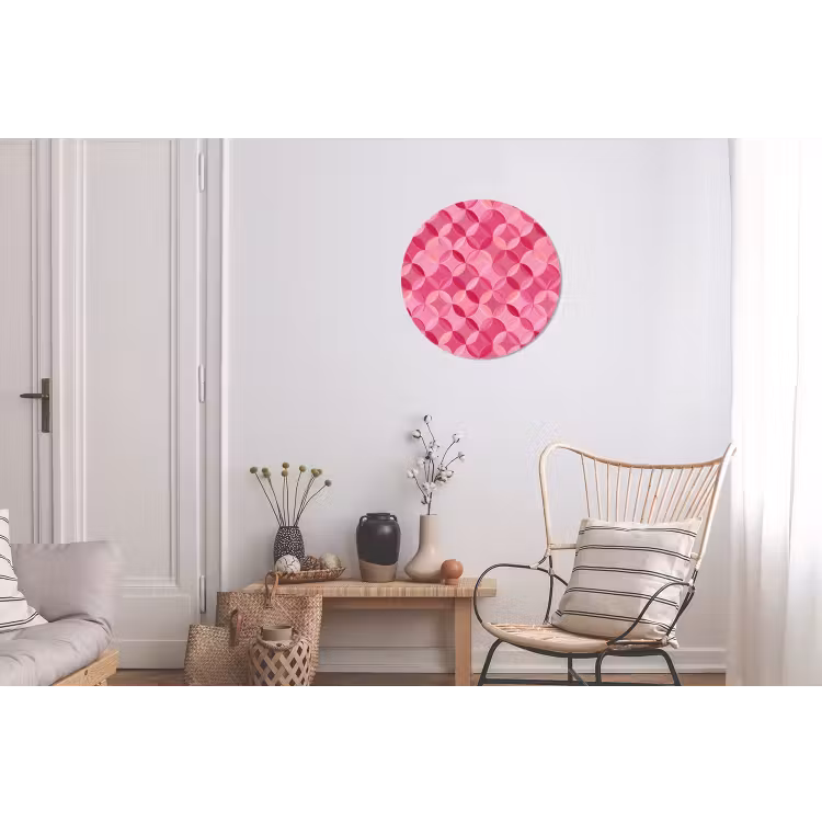 Geometrisch - Mozaïek - Modern - Roze Wandcirkel aluminium klein 190 -woonkamer
