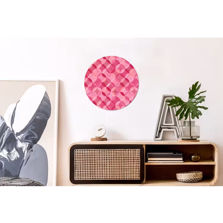 Geometrisch - Mozaïek - Modern - Roze Wandcirkel aluminium klein 190 -kantoor