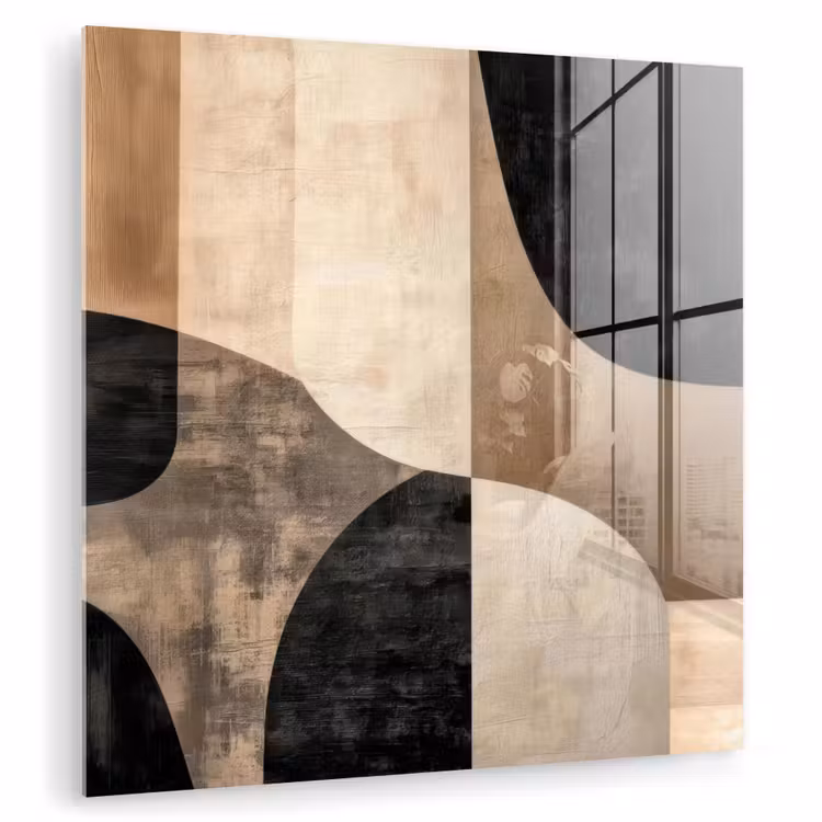 Abstract - Vlakken - Zwart - Rond plexiglas 5mm klein -zzzproduct_nieuw