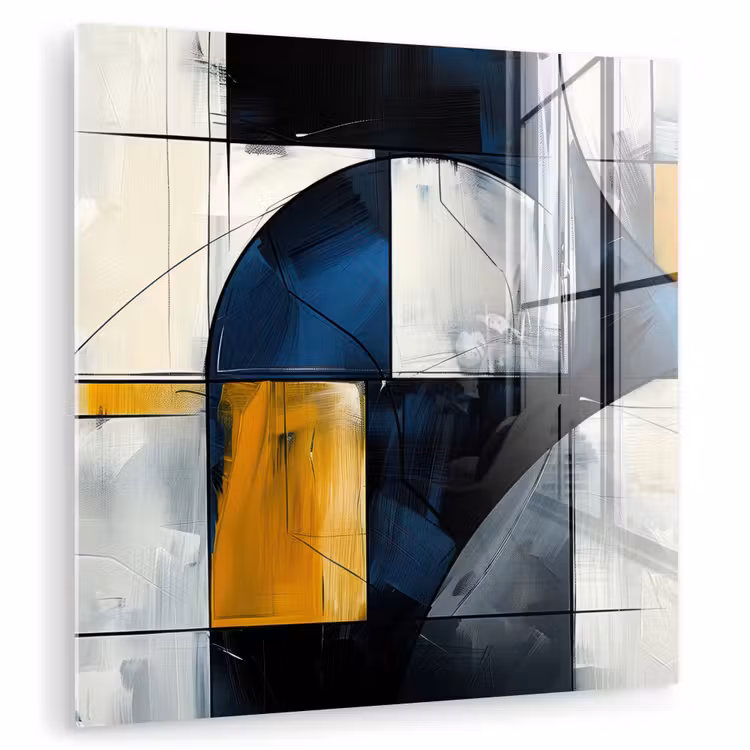 Abstract - Vormen - Goud - Blauw - Geometrisch plexiglas 5mm klein -zzzproduct_nieuw