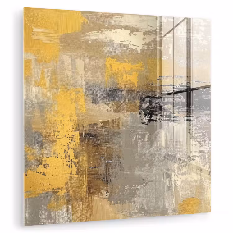 Abstract - Geel - Modern - Beige plexiglas 5mm klein -zzzproduct_nieuw