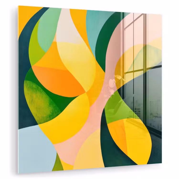 Abstract - Geel - Roze - Groen plexiglas 5mm klein -zzzproduct_nieuw