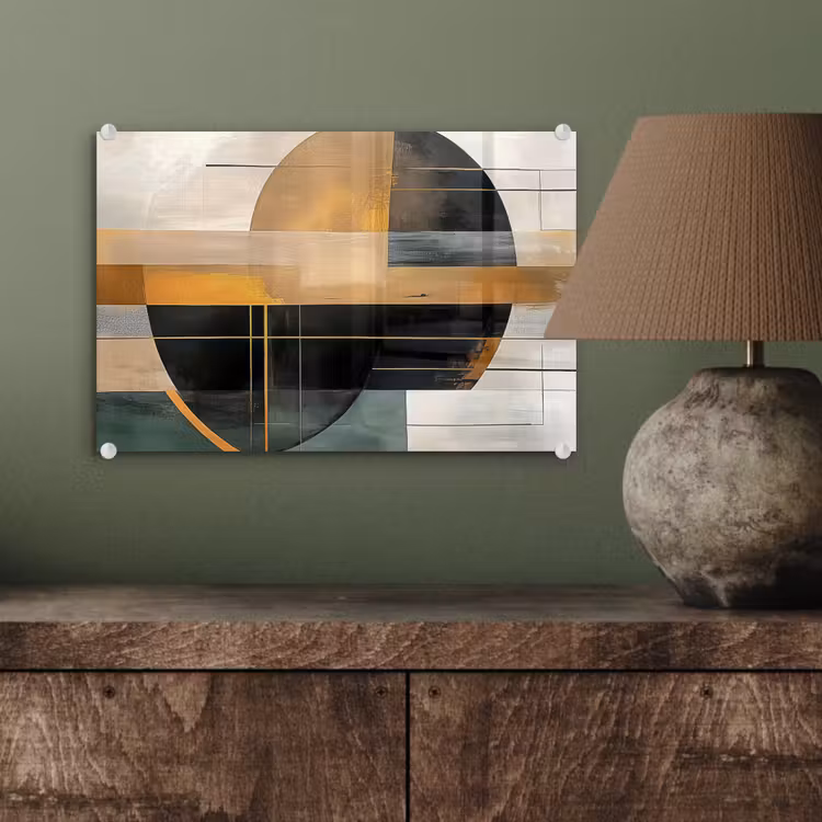 Abstract - Goud - Brons - Groen - Vormen - Modern plexiglas 5mm klein -wsfeer2_DE