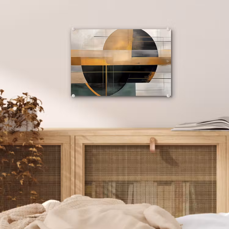 Abstract - Goud - Brons - Groen - Vormen - Modern plexiglas 5mm klein -sfeer3