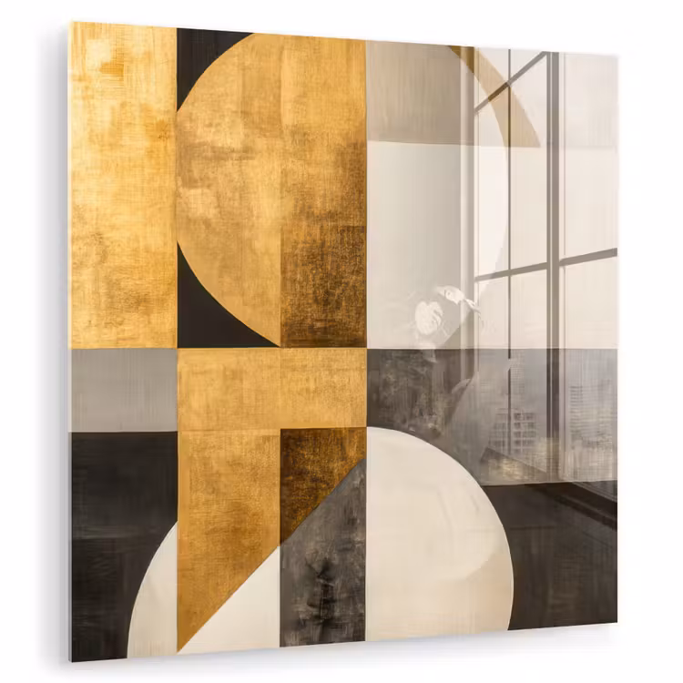 Abstract - Goud - Grijs - Vormen - Geometrisch plexiglas 5mm klein -zzzproduct_nieuw