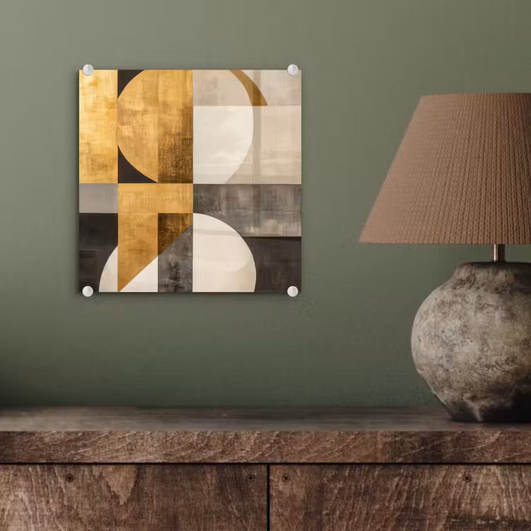 Abstract - Goud - Grijs - Vormen - Geometrisch plexiglas 5mm klein -sfeer3