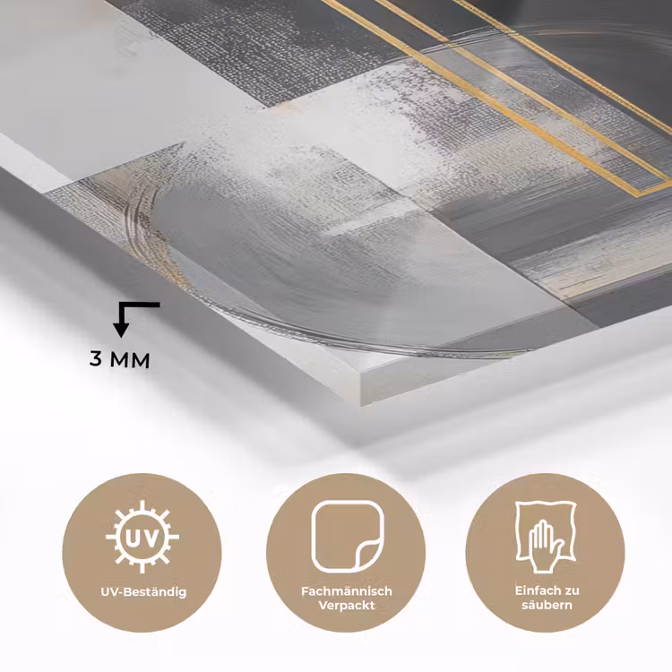 Abstract - Goud - Zilver - Vormen - Aesthetic - Modern plexiglas 5mm klein -wsfeer2_DE