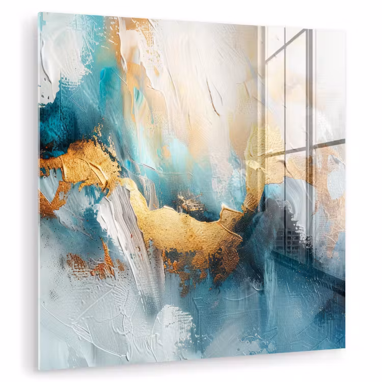 Abstract - Kunst - Gold - Blauw plexiglas 5mm klein -zzzproduct_nieuw