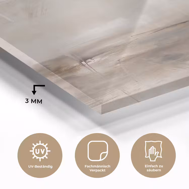Glasbild - Abstrakt – Landschaft – Modern – Beige – Kunst - Abstrakt - Landschap - Modern - Beige - Kunst plexiglas 5mm klein