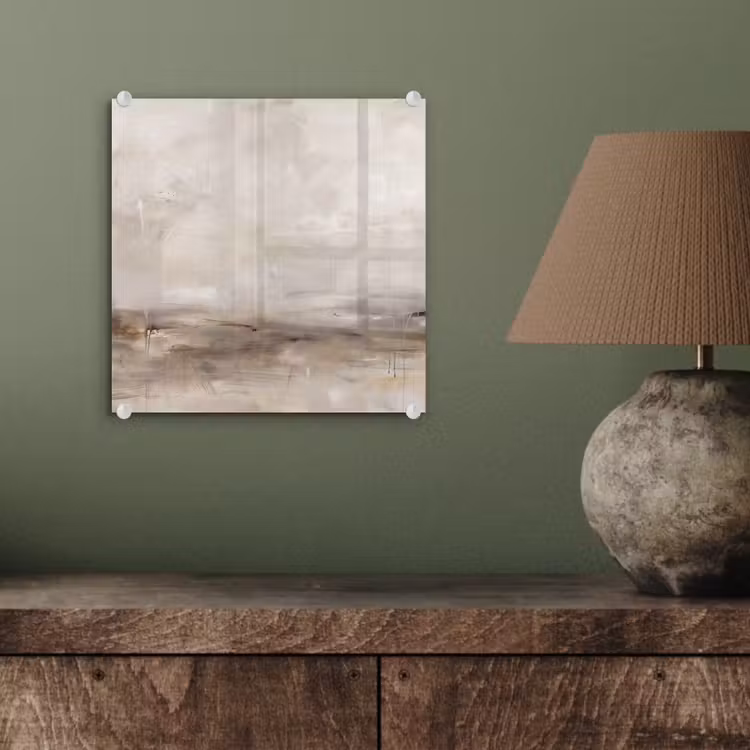 Glasbild - Abstrakt – Landschaft – Modern – Beige – Kunst - Abstrakt - Landschap - Modern - Beige - Kunst plexiglas 5mm klein