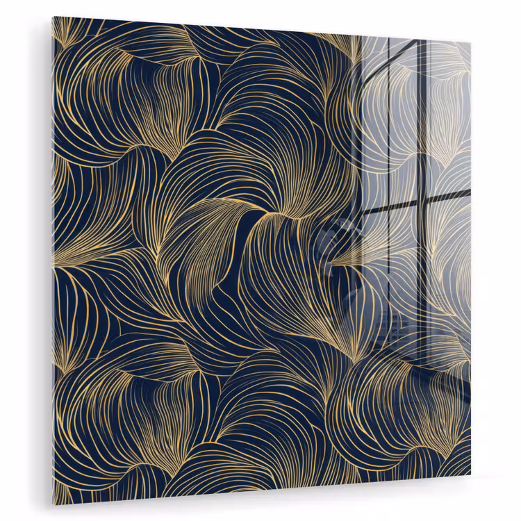Abstract - Lijnen - Blauw - Goud plexiglas 5mm klein 11 -zzzproduct_nieuw