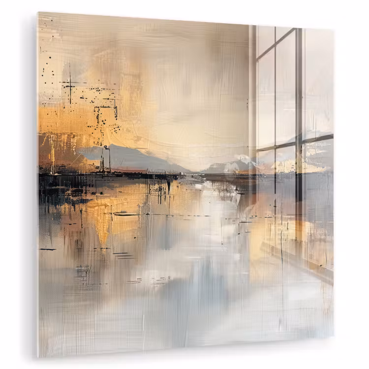 Abstract - Modern - Beige - Aesthetic - Goud plexiglas 5mm klein -zzzproduct_nieuw