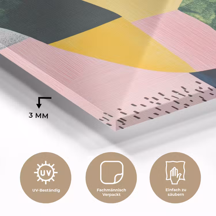 Abstract - Roze - Lappen - Vormen - Geel plexiglas 5mm klein -wsfeer2_DE