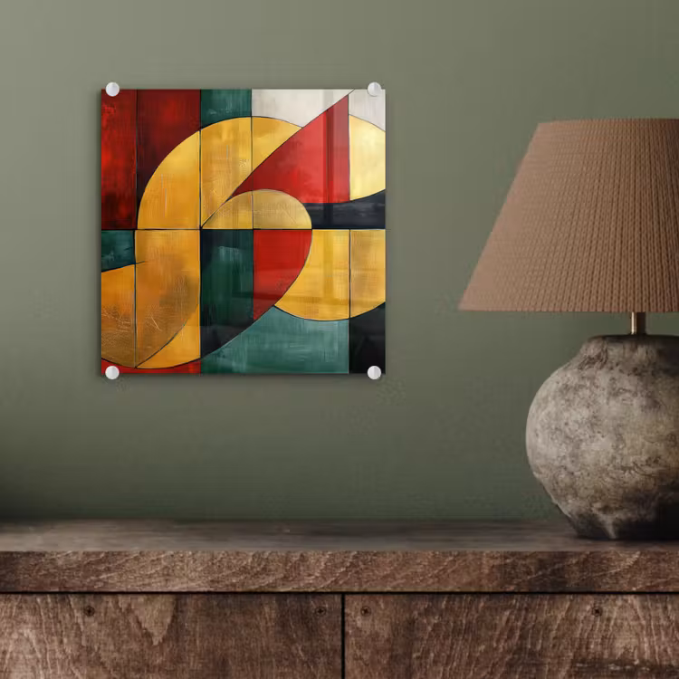 Abstract - Kerst - Goud - Rood - Groen plexiglas 5mm klein -sfeer3