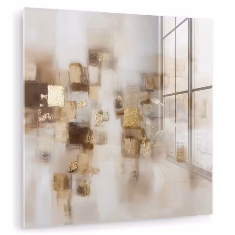 Abstracte vierkanten - Aardetonen - Mistig plexiglas 5mm klein -zzzproduct_nieuw
