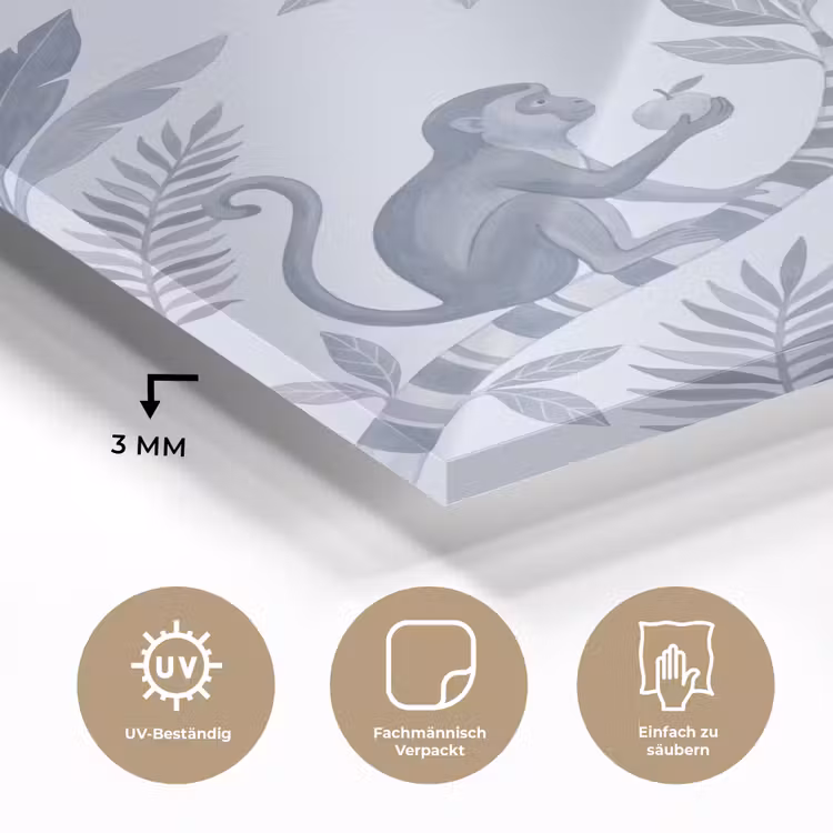 Aap - Boom - Bladeren - Jungle - Illustratie plexiglas 5mm klein -wsfeer2_DE