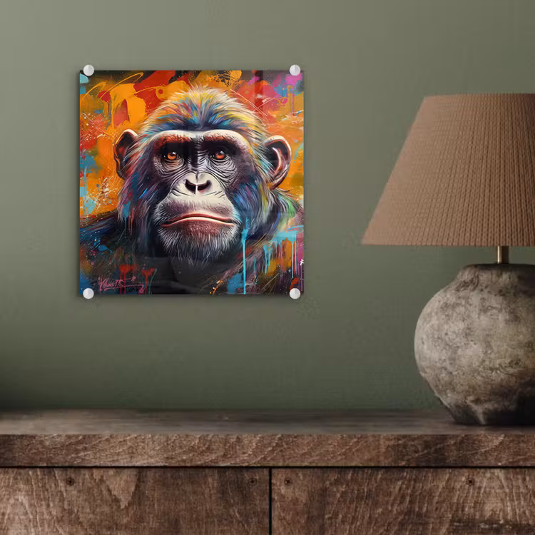 Aap - Gorilla - Graffiti - Dieren - Kleuren plexiglas 5mm klein -sfeer3