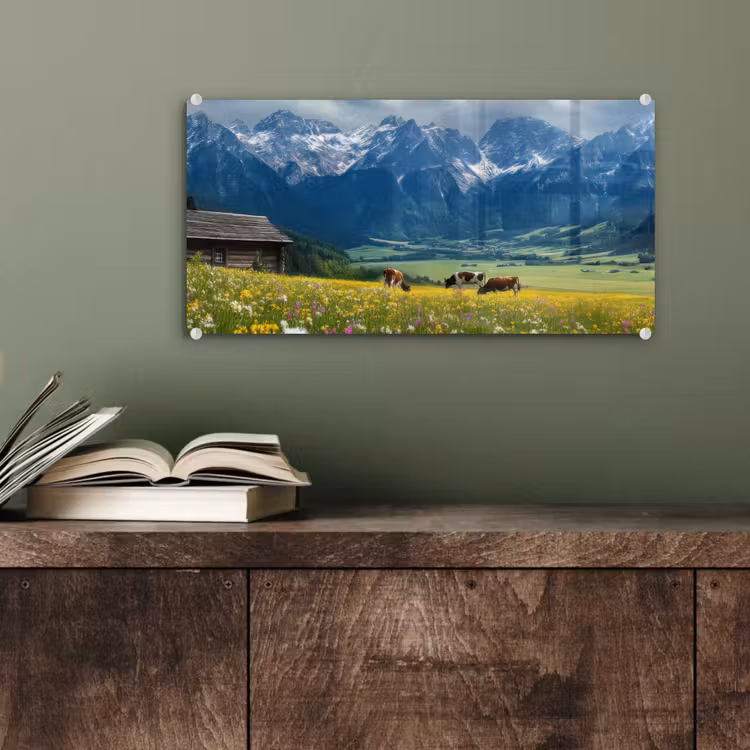 Alpen - Weide - Bergen - Koeien plexiglas 5mm klein -sfeer3